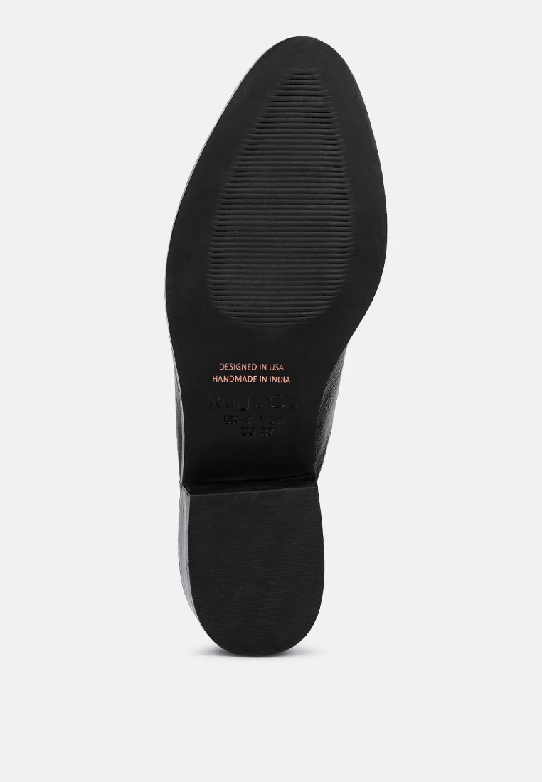 AKSA Chain Embellished Black Leather Mules - Image 7