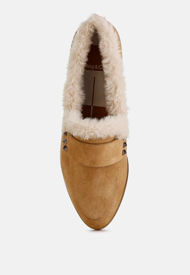 Allie Fur Trim Genuine Suede Loafers - Image 4