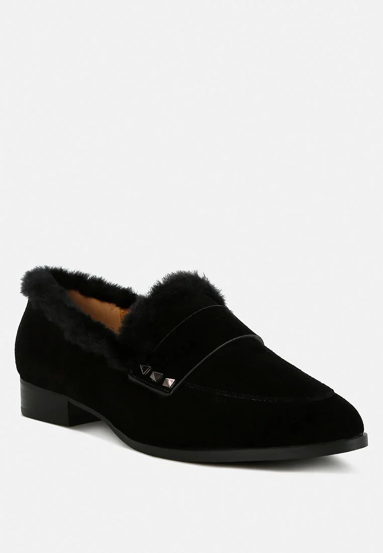 Allie Fur Trim Genuine Suede Loafers - Image 9