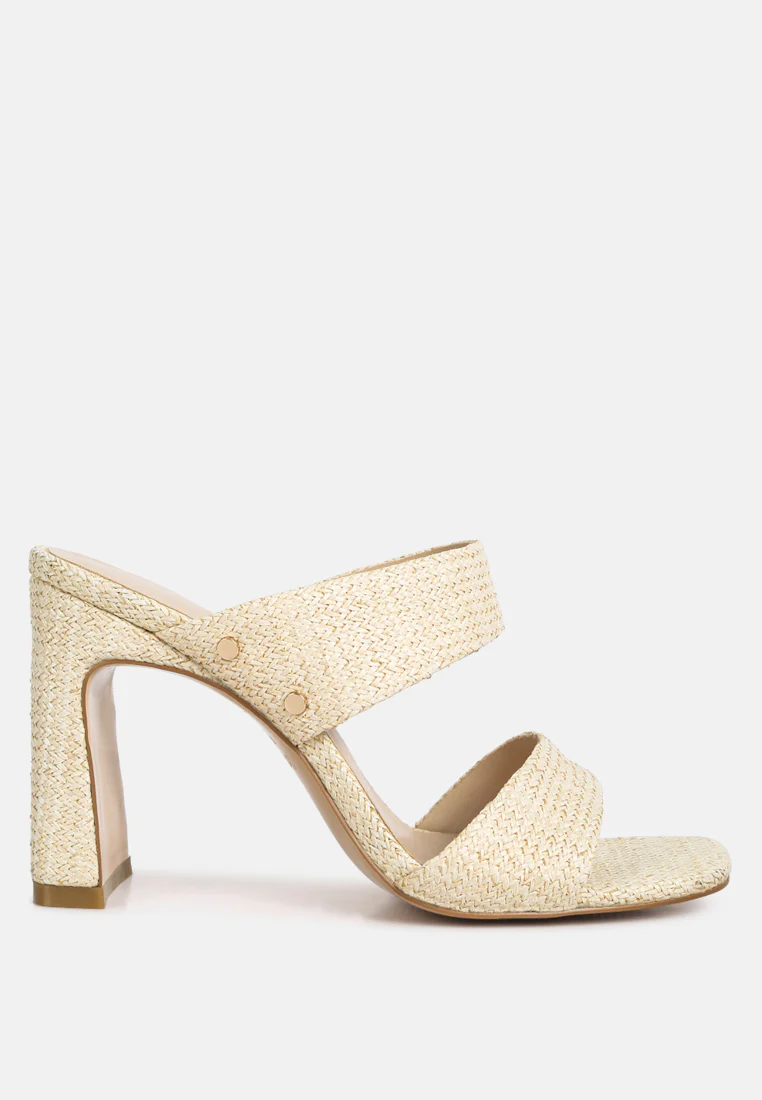 Alodia Slim Block Heel Sandals In Natural - Image 2