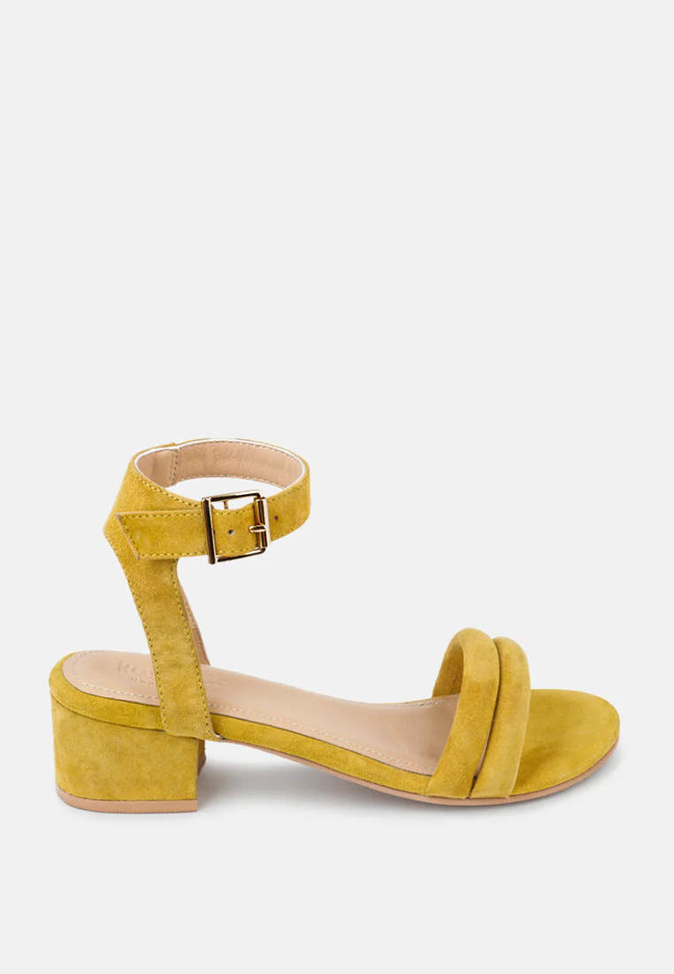 AMELIA Mustard Minimalist Block Heel Sandal