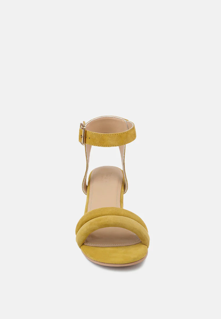 AMELIA Mustard Minimalist Block Heel Sandal - Image 4