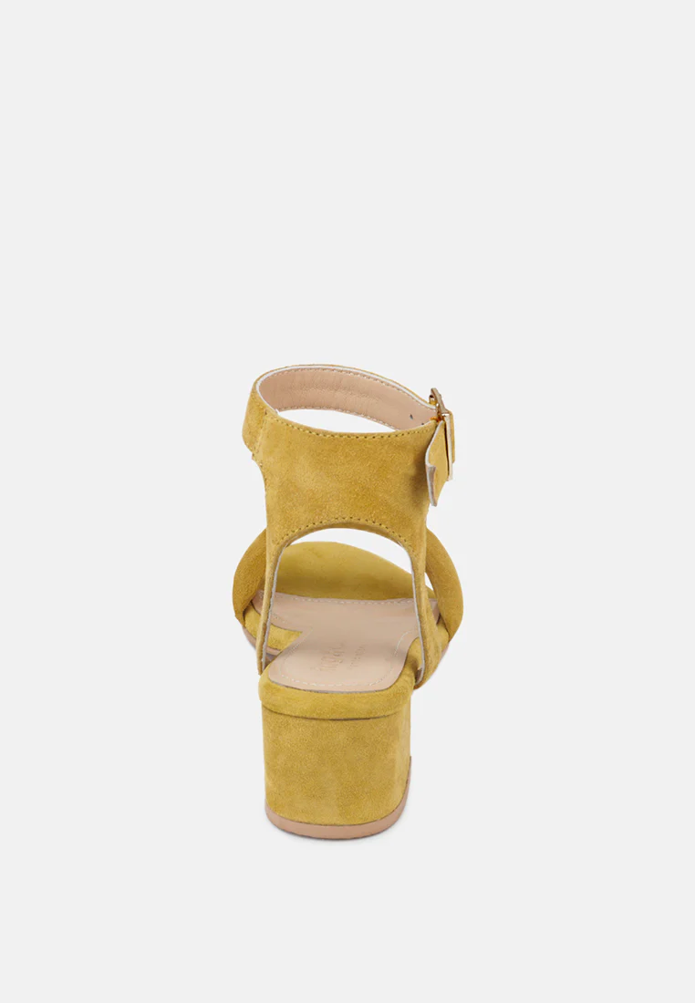 AMELIA Mustard Minimalist Block Heel Sandal - Image 5
