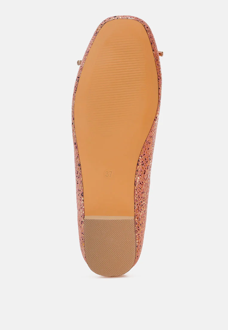 Apollon Bow Detail Foil Print Suede Ballerinas - Image 11