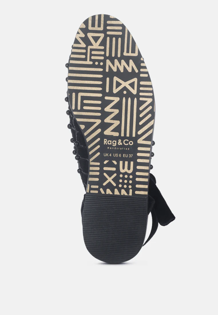 Asante Crisscross Beaded Veil Velvet Mules in Black - Image 6