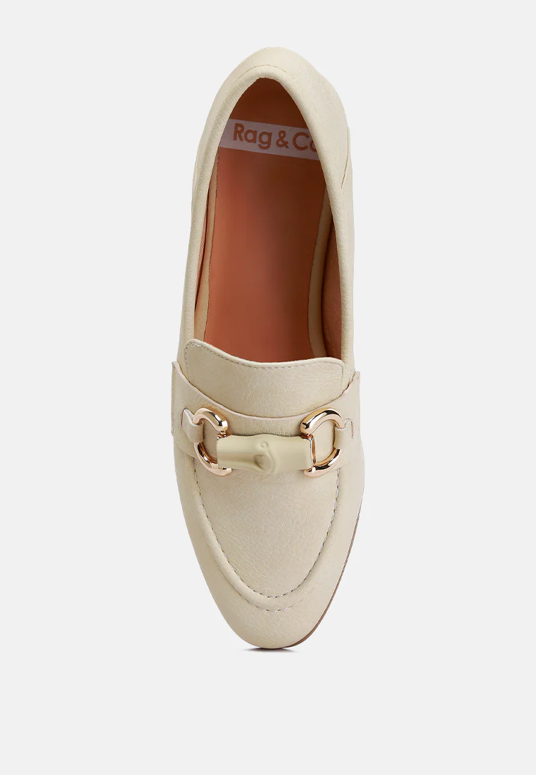 Asher Horsebit Embellished Loafers In Beige - Image 6