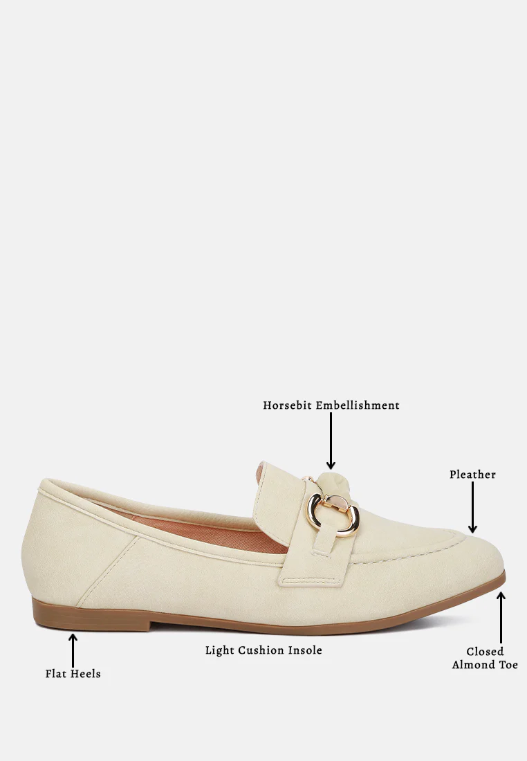 Asher Horsebit Embellished Loafers In Beige - Image 8