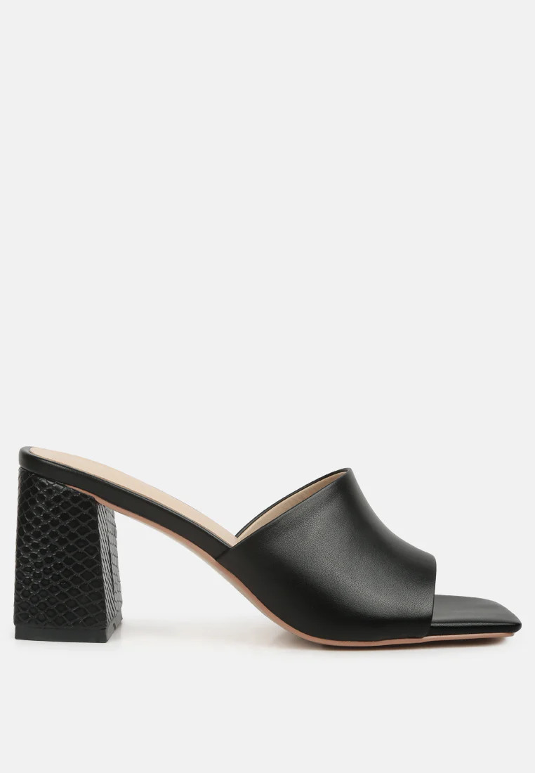 Audriana Black Textured Block Heel Sandals - Image 2