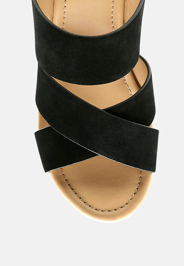 GERD Block Heeled Suede Slip-On Sandal in Black - Image 5