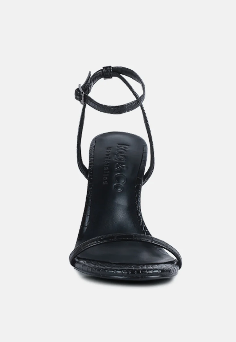 BLONDES Black Croc High Heeled Sandal - Image 3