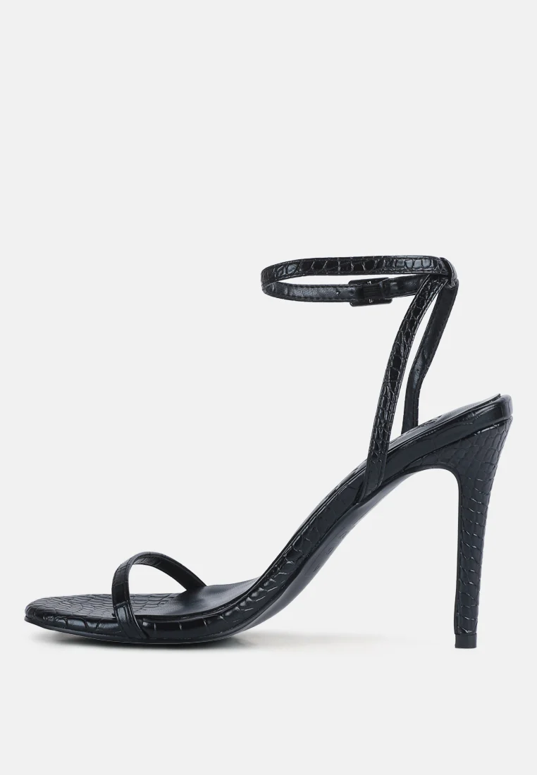 BLONDES Black Croc High Heeled Sandal - Image 4