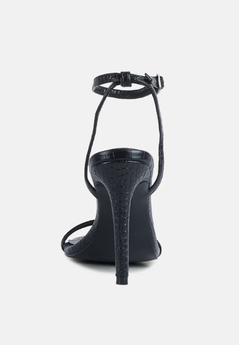 BLONDES Black Croc High Heeled Sandal - Image 5