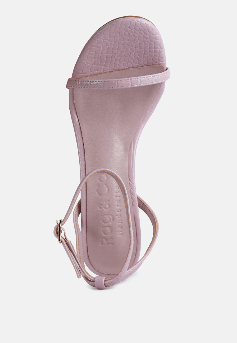 BLONDES Pink Croc High Heeled Sandal - Image 6