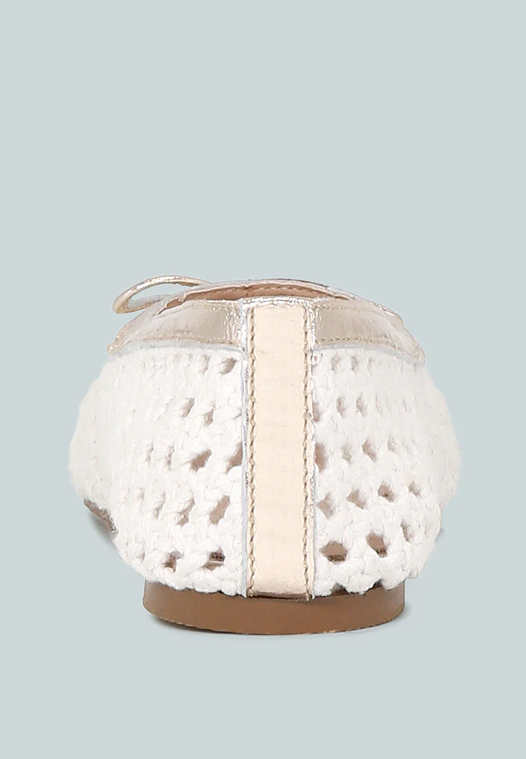 Brionna White Cotton Mesh Flat Ballerinas - Image 5