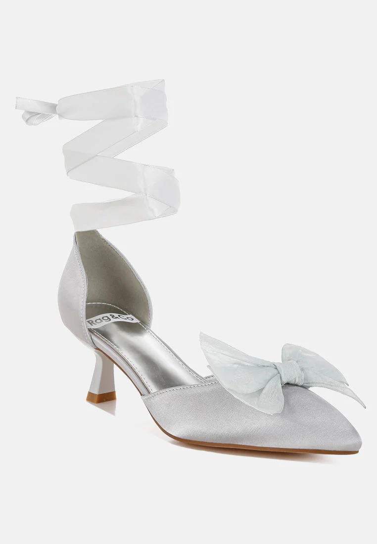 Cadell Bow Detail Satin Sandals - Image 13