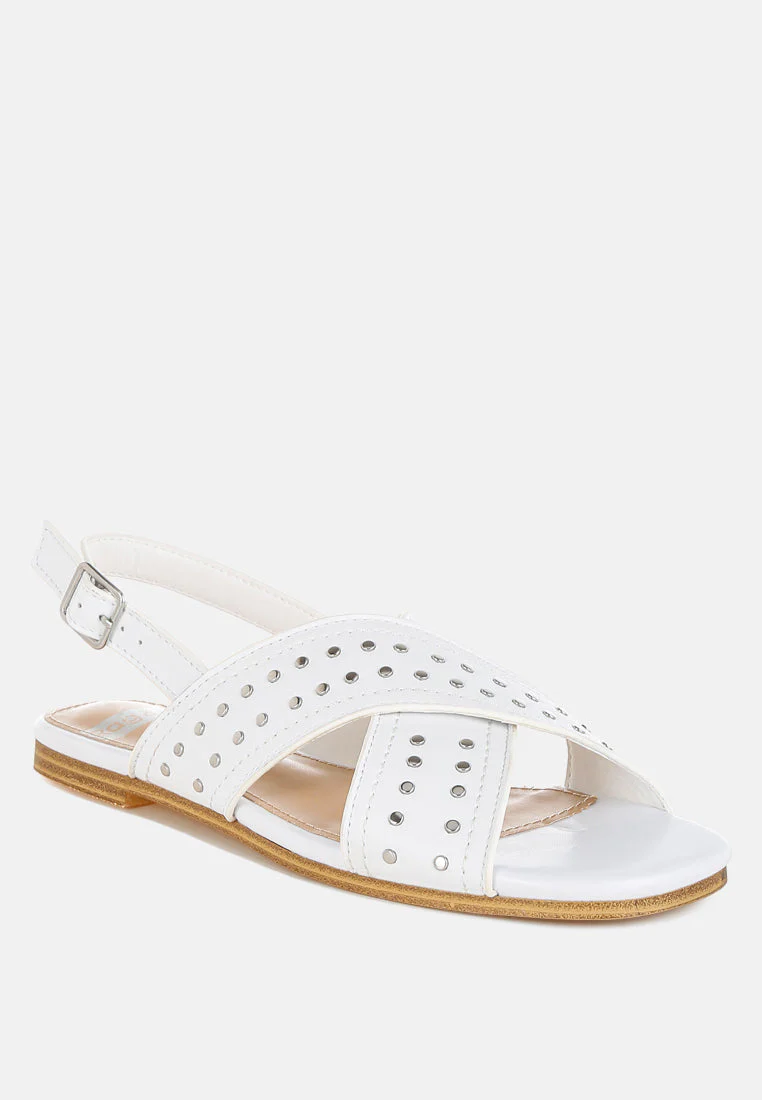 Calluna Stud Embellished Buckled Flats - Image 2