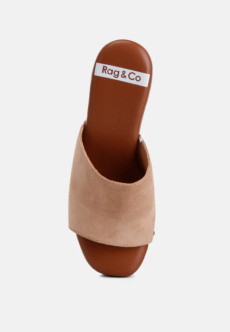 Cartera Soft Suede High Block Heel Clogs - Image 6
