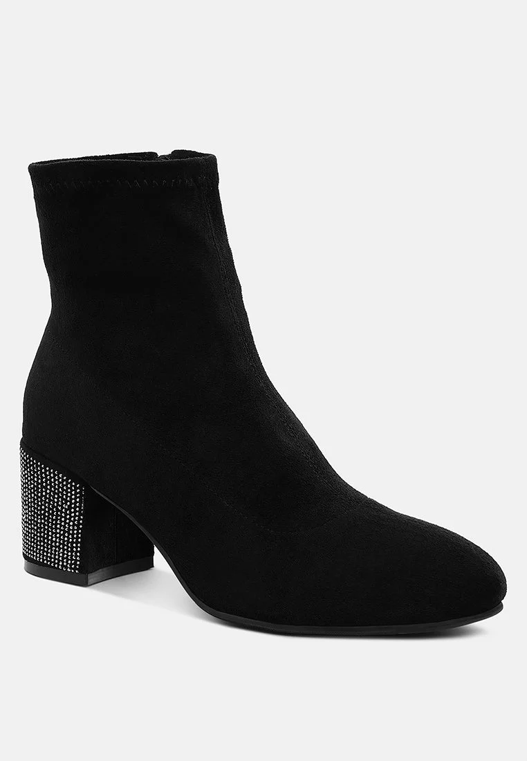 Chena Rhinestones Embellished Block Heel Boots - Image 14