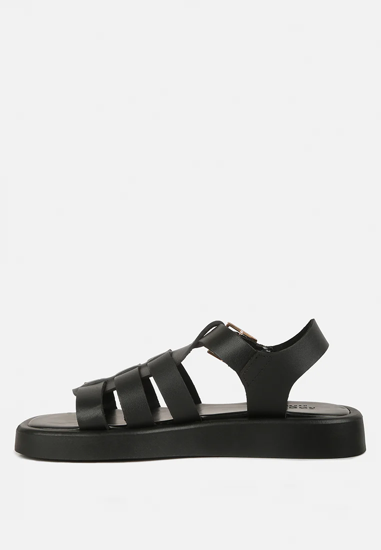 DACOSTA Genuine Leather Gladiator Flatform Sandals in Black - Image 4