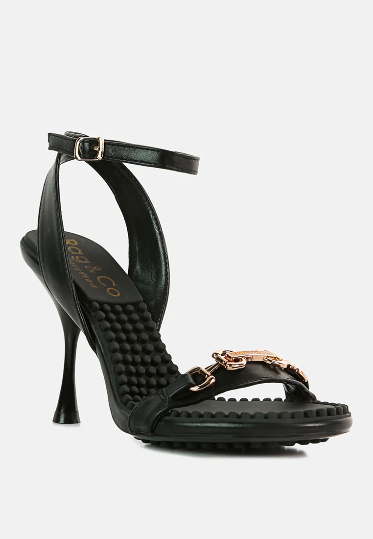DAENERYS Black Horsebit Embellished Sandals - Image 2