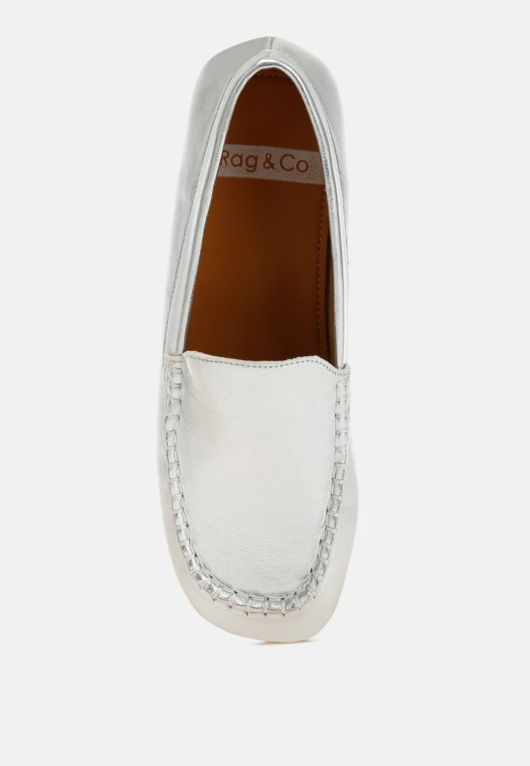 Dama Metallic Pleather Loafers - Image 4