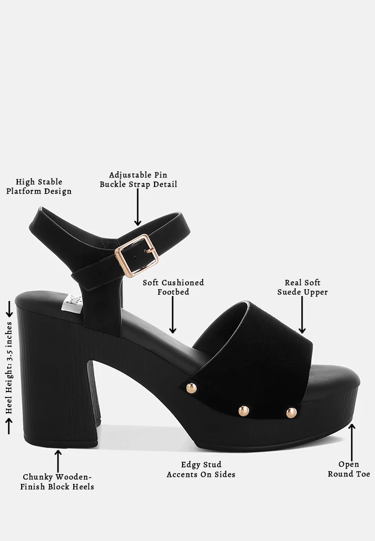 Daniela Genuine Suede Leather High Block Sandals - Image 14