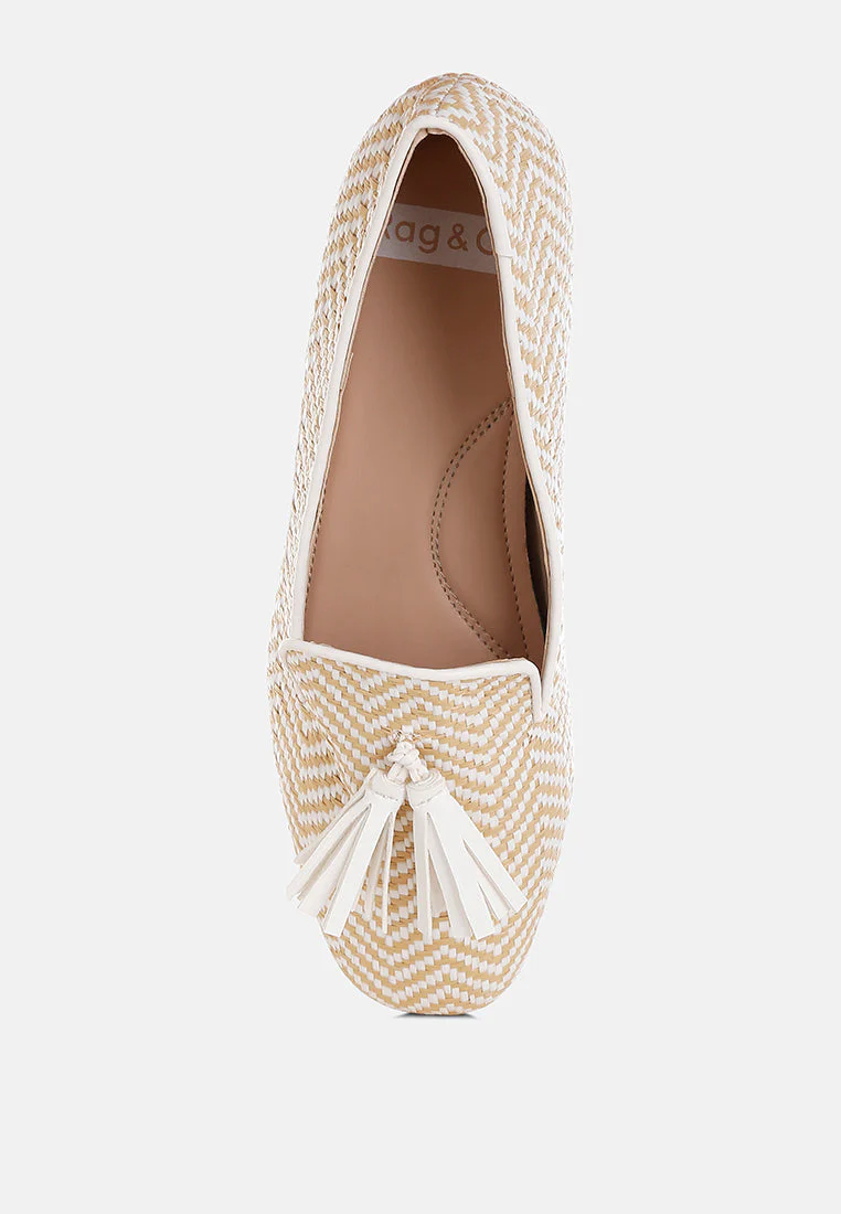 Dara Raffia Tassels Detail Loafers - Image 4