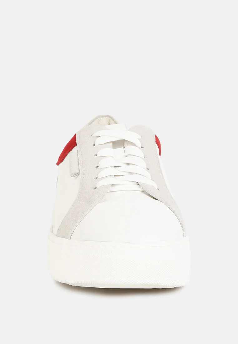 ENDLER Color Block Leather Sneakers in Red - Image 3
