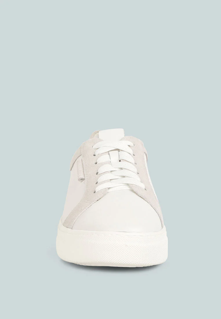 ENDLER Color Block Leather Sneakers in White - Image 3