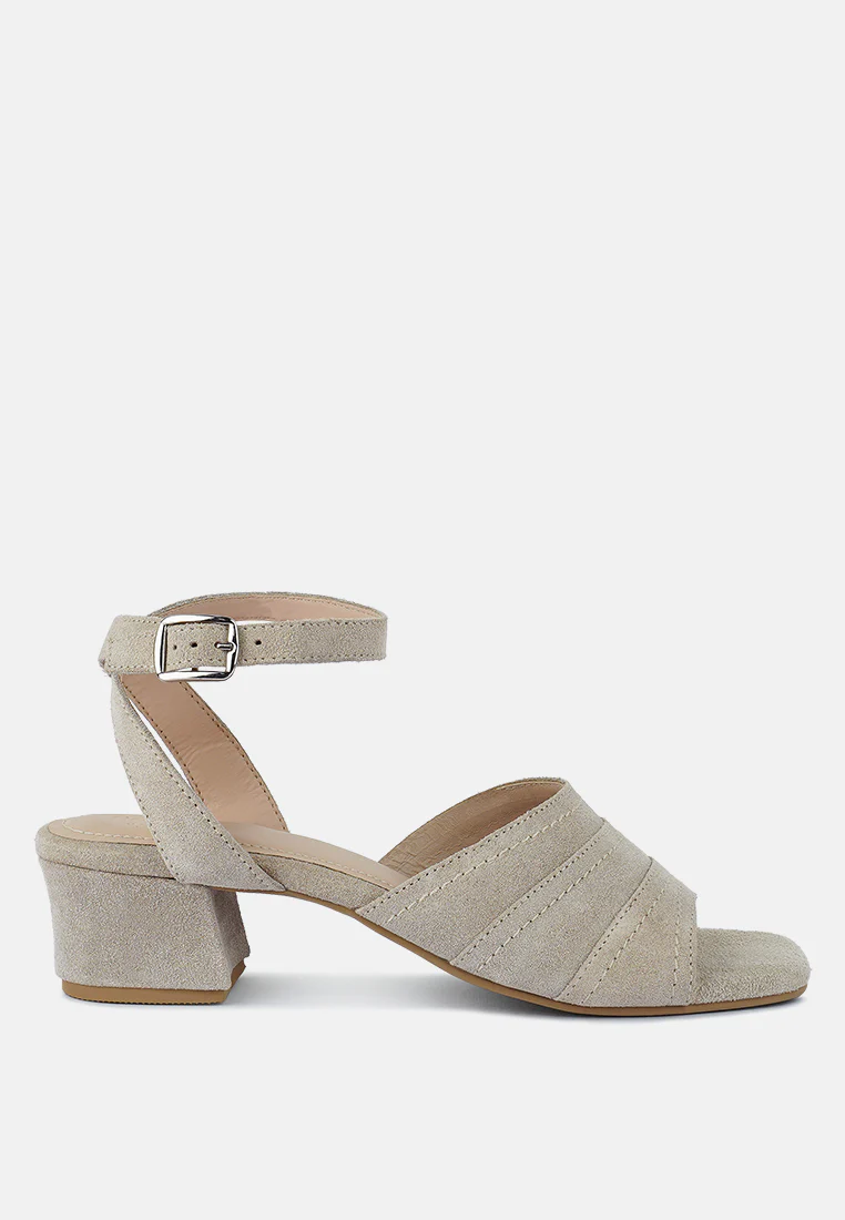 SIGRID Fine Suede Block Heeled Sandal in Nude - Image 2