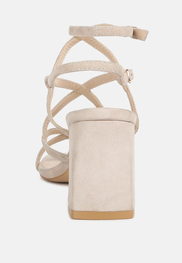 FIORELLA Beige Strappy Block Heel Sandals - Image 5