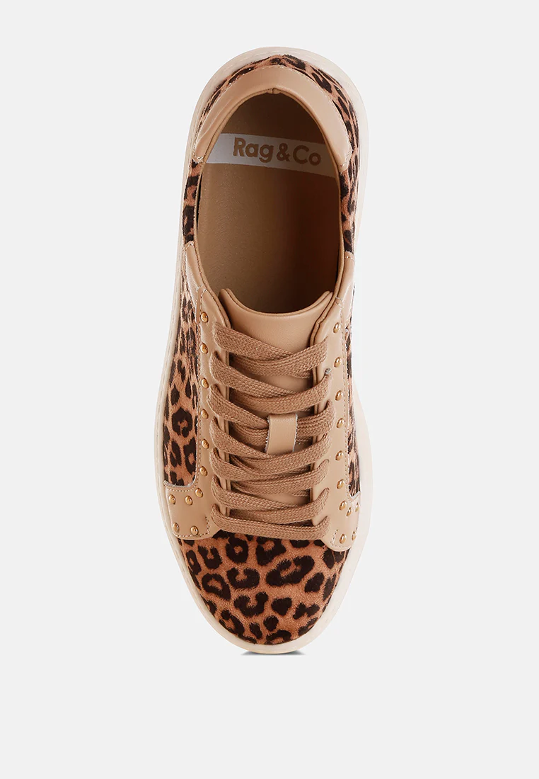 Flippin Studded Leopard Print Chunky Sneakers - Image 5