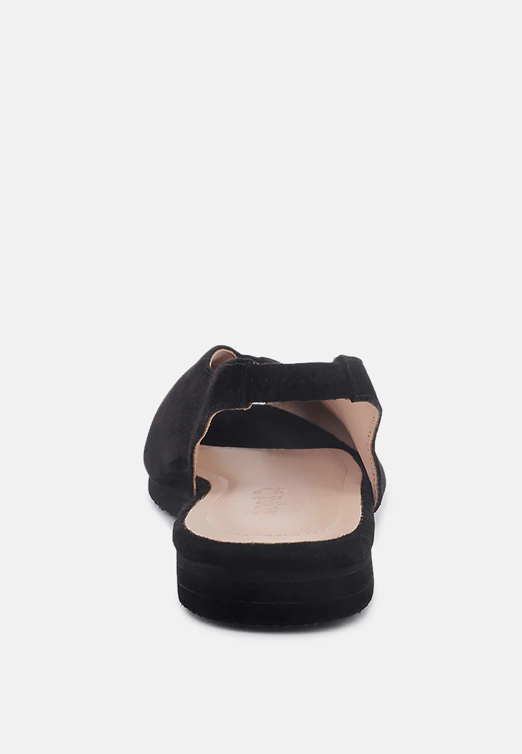 GRETCHEN Black Slingback Flat Sandals - Image 6