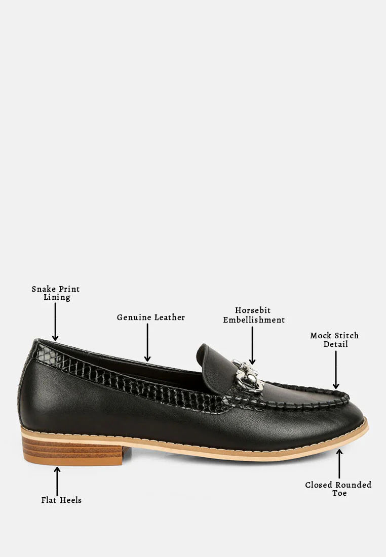 HOLDA Horsebit Embellished Loafers With Stitch Detail in Black - Image 8