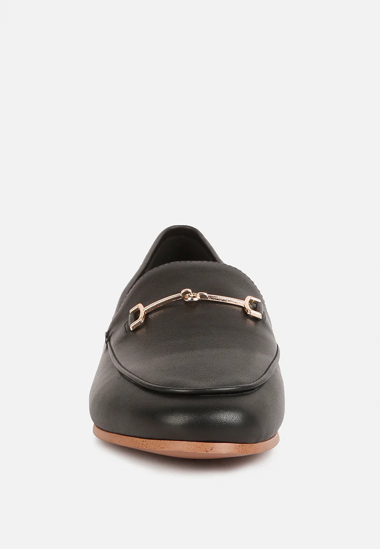 DARETH Horsebit Flat Heel Loafers in Black - Image 4