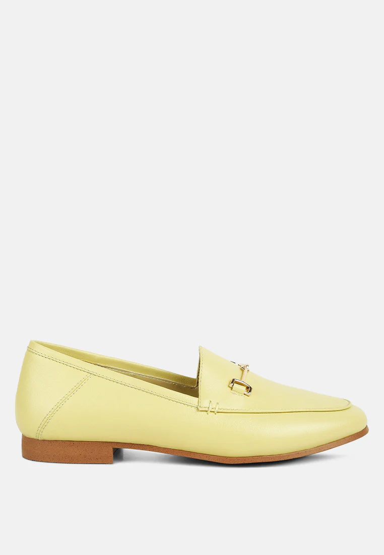 DARETH Horsebit Flat Heel Loafers in Yellow