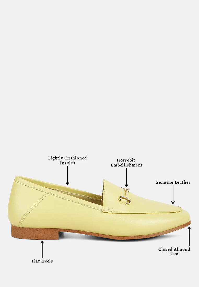 DARETH Horsebit Flat Heel Loafers in Yellow - Image 8
