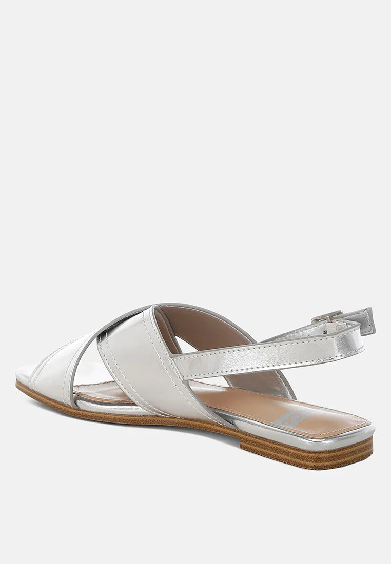 Kanon Metallic Pleather Criss-Cross Flats - Image 11