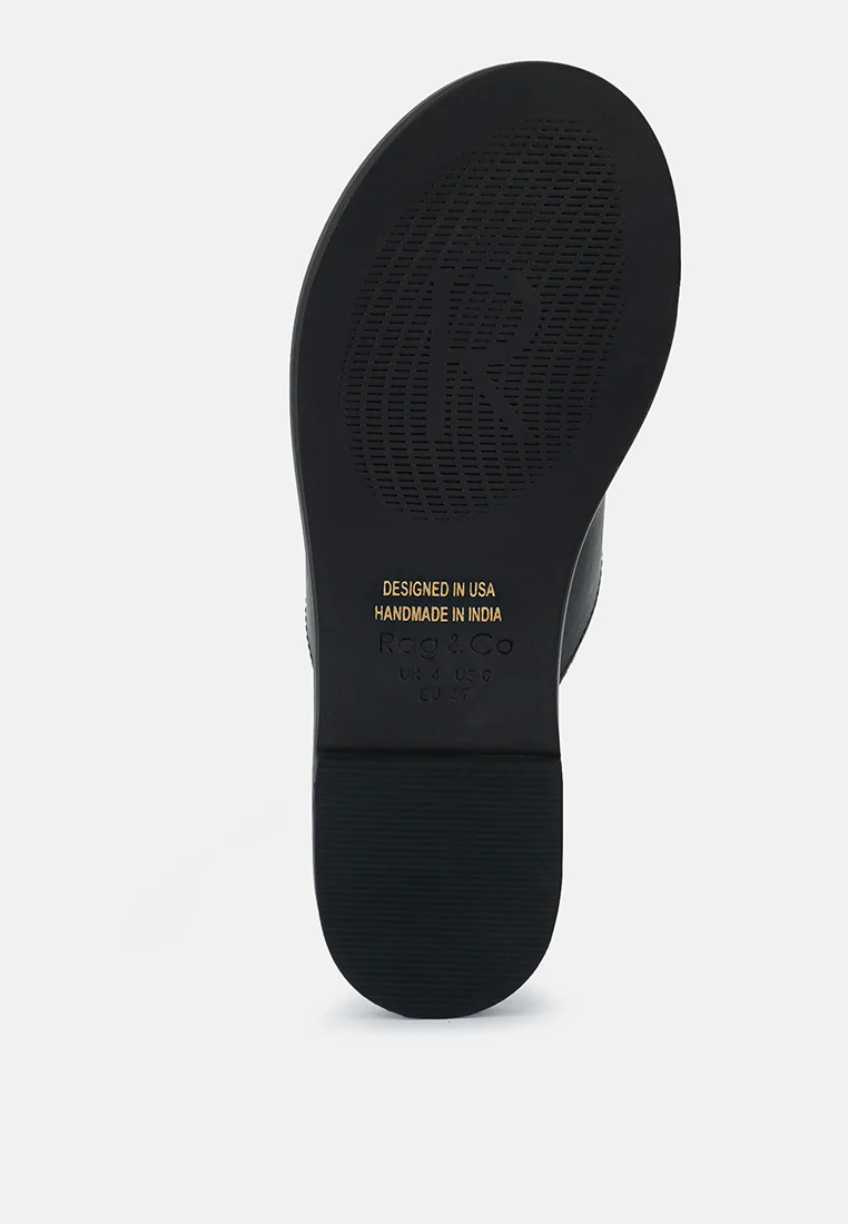 KATHLEEN Embellished Black Slip-on Thong Sandals - Image 7