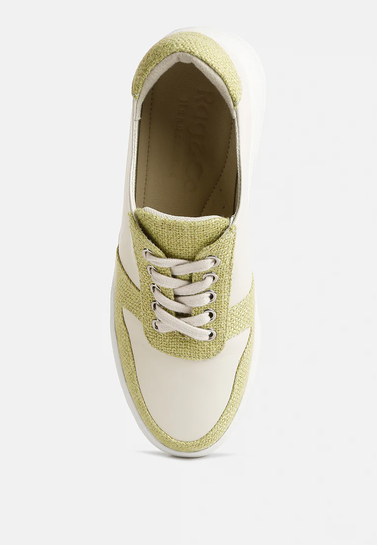 KJAER Dual Tone Leather Sneakers in Green - Image 6