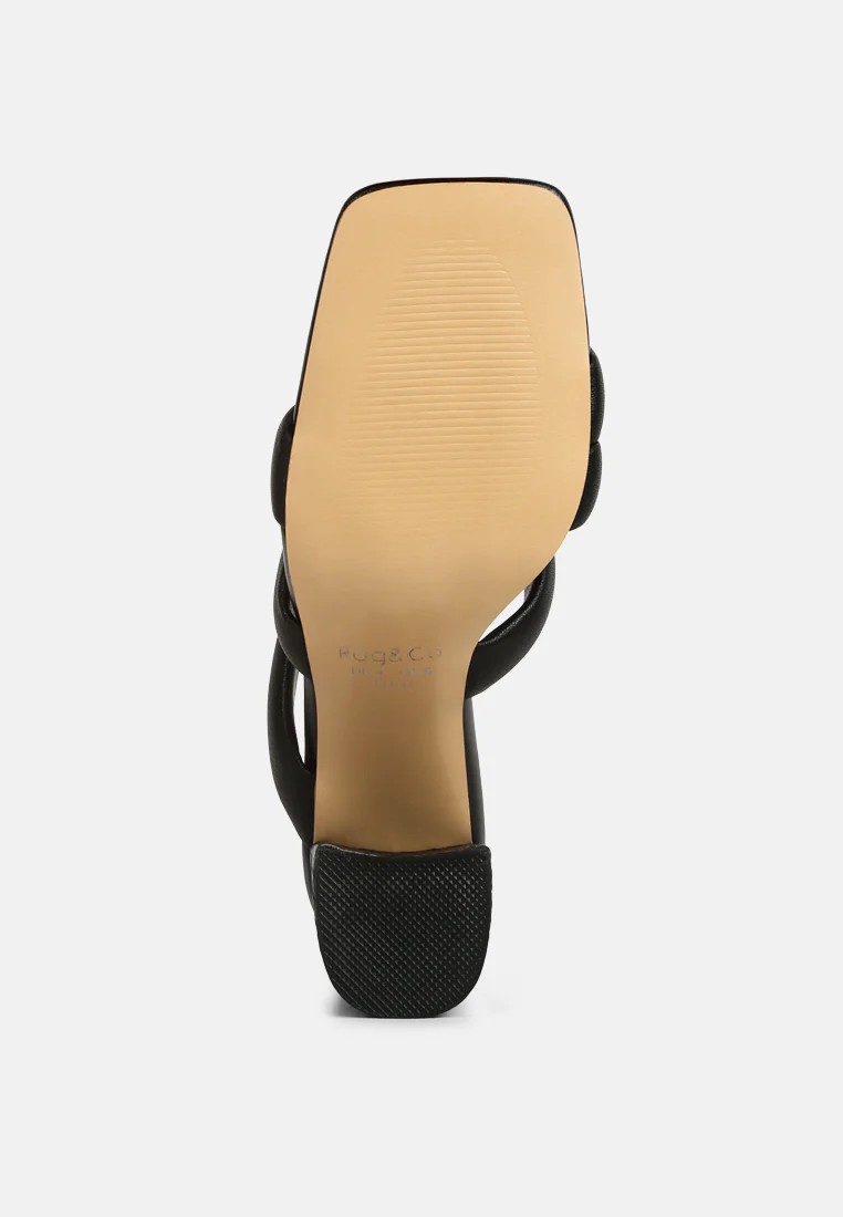 KYWE Black Textured Heel Chunky Strap Sandals - Image 7
