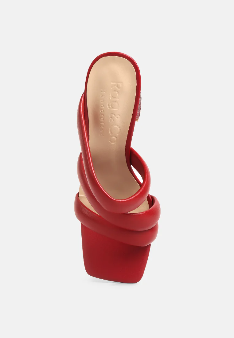 KYWE Red Textured Heel Chunky Strap Sandals - Image 6