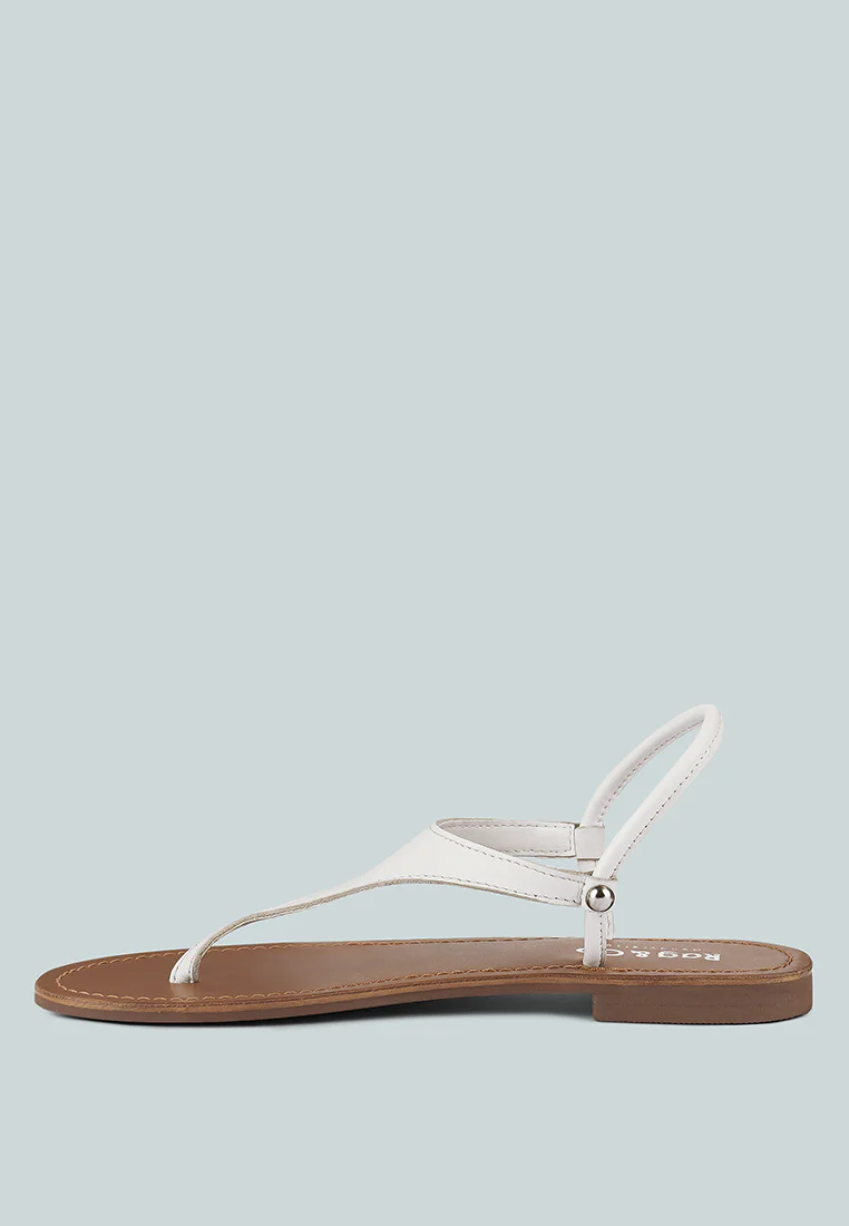 MADELINE White Flat Thong Sandals - Image 4