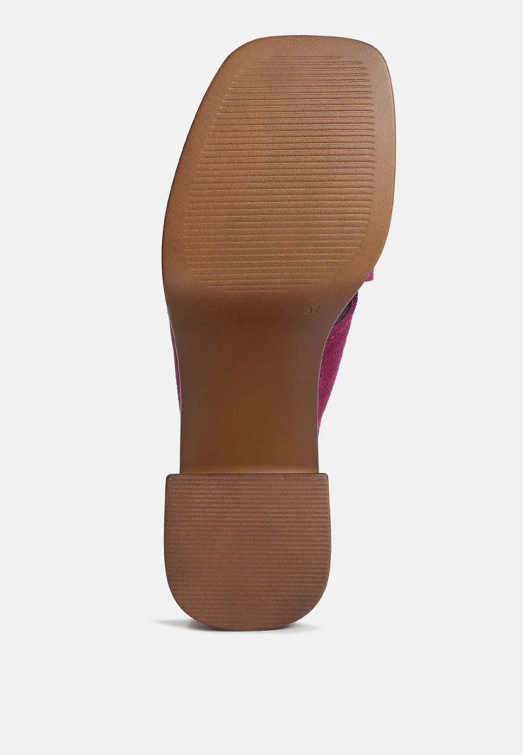 MATRIX Criss Cross Strap Block Heel Sandals in Fuchsia - Image 7