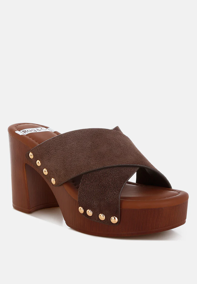 Womens Mearsk Genuine Suede Leather Clogs - Image 13