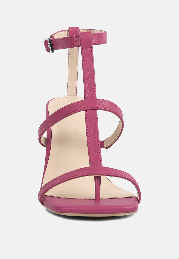 MIRABELLA Open Square Toe Block Heel Sandals in Fuchsia - Image 3