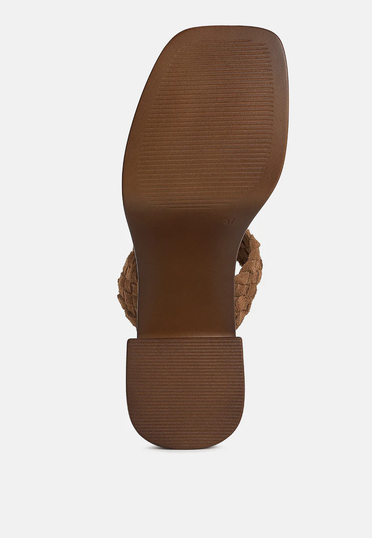 Misaki Woven Suede Strap Platform Sandals in Tan - Image 7
