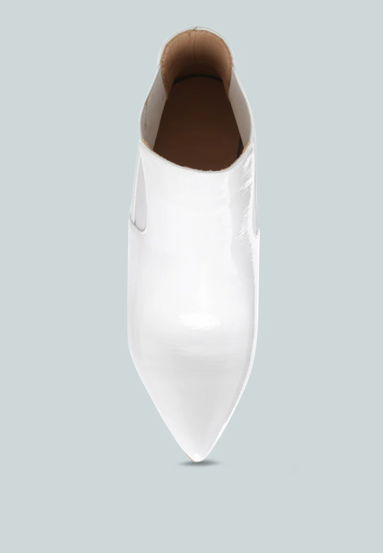 MOLINA High Heeled Chelsea Boot In White - Image 6
