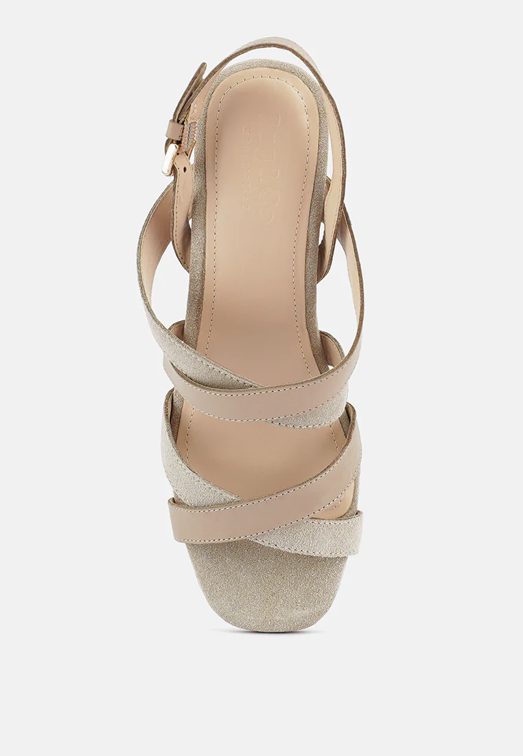 MON-LAPIN Nude High Heeled Block Leather Sandal - Image 6
