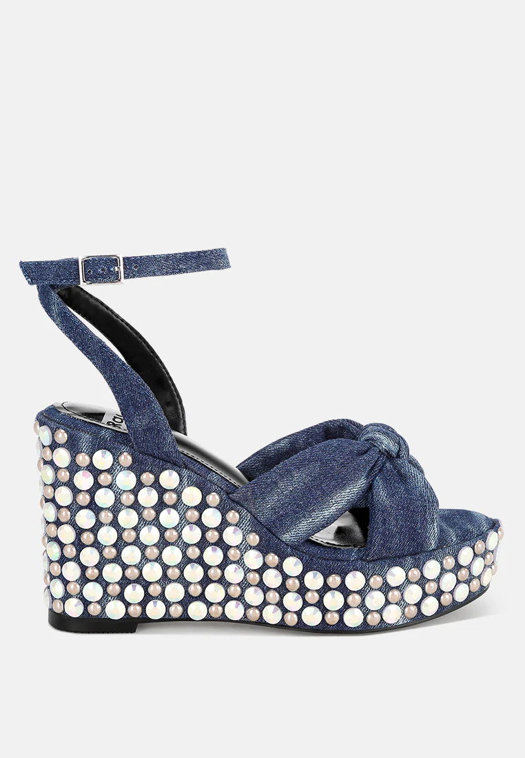 Moondot Embellished Wedge Heel Sandals - Image 13